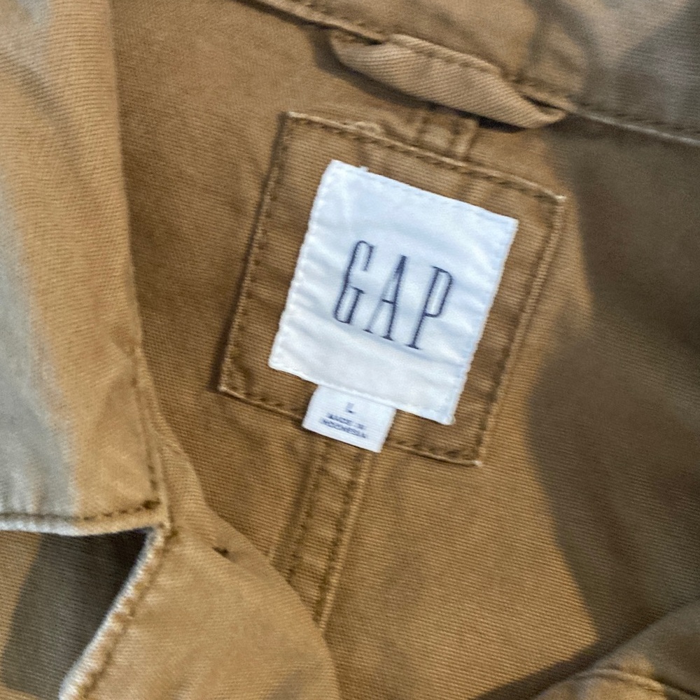 Gap Chore Jacket Brown Button Front Cotton Twill … - image 2